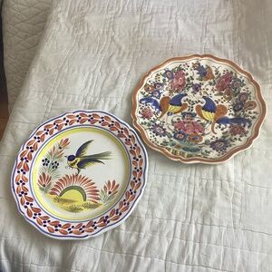 SET OF TWO VINTAGE BIRD THEMED DECORATIVE/FOOD SAFE PLATES